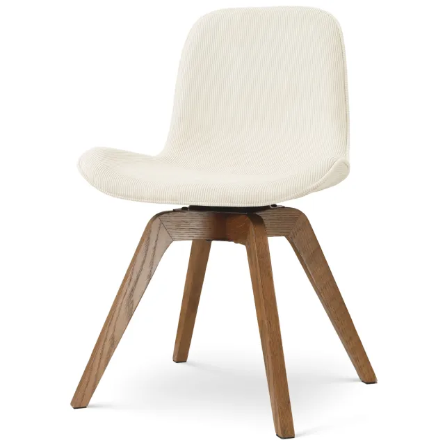 Nolon Noor-Fé draaibare eetkamerstoel rib beige - walnoot houten onderstel