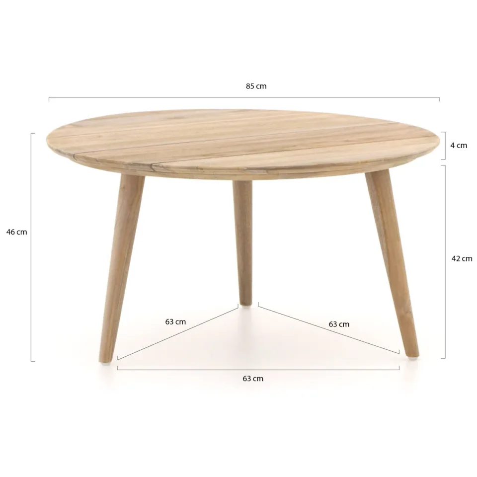 ROUGH Furniture ROUGH-K lounge tuintafel ø 85cm bruin, foto 2