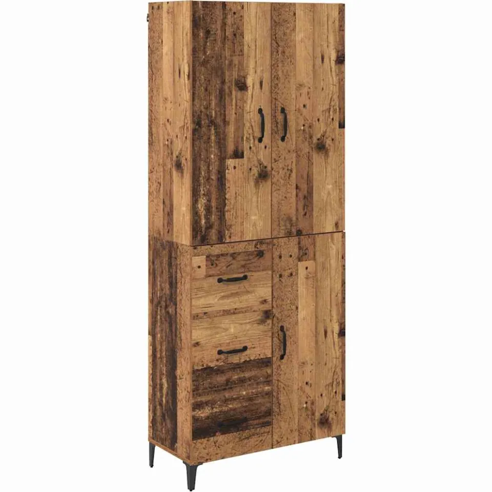 vidaXL Highboard Oud Hout 69,5 x 34 x 180 cm Bewerkt hout bruin, foto 3