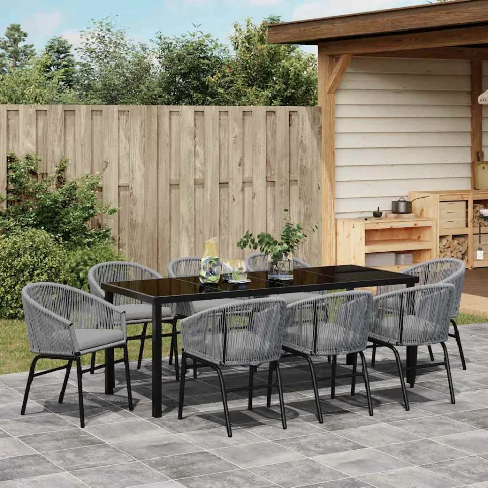 vidaXL Tuin eettafelset 9 st Antraciet Gepoedercoat staal, foto 4