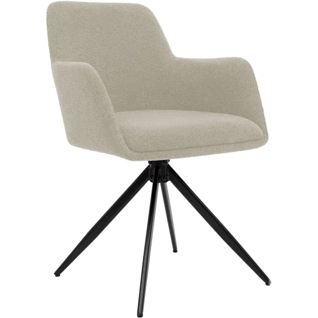 CLP Olema Eetkamerstoel - draaibaar - met armleuning - metalen frame - Teddy Stof/taupe