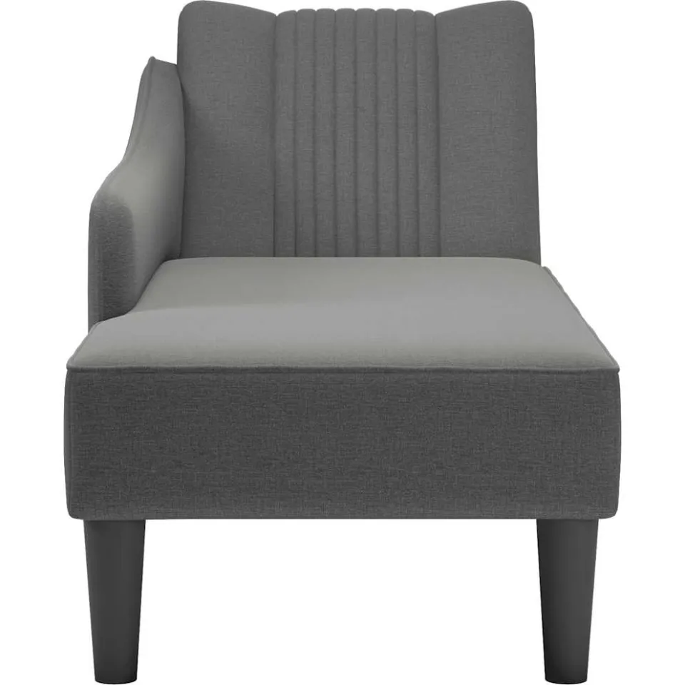 vidaXL Chaise longue met rechterarmleuning stof donkergrijs