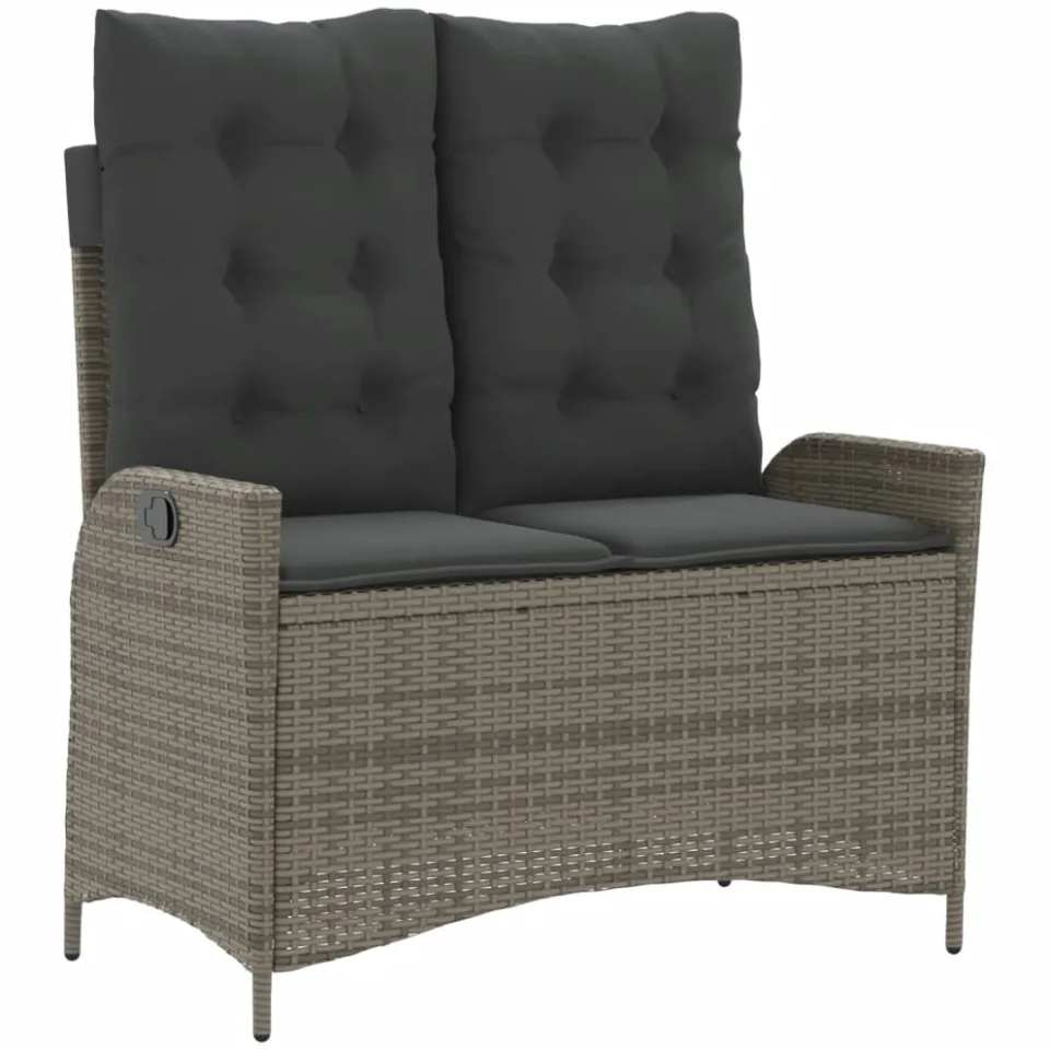 vidaXL 4-delige Tuinset met kussens poly rattan grijs, foto 4