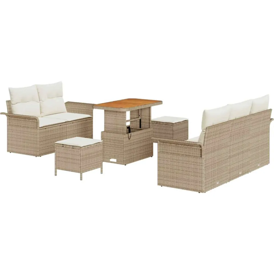 vidaXL Tuinbankenset 8 st Beige poly rattan
