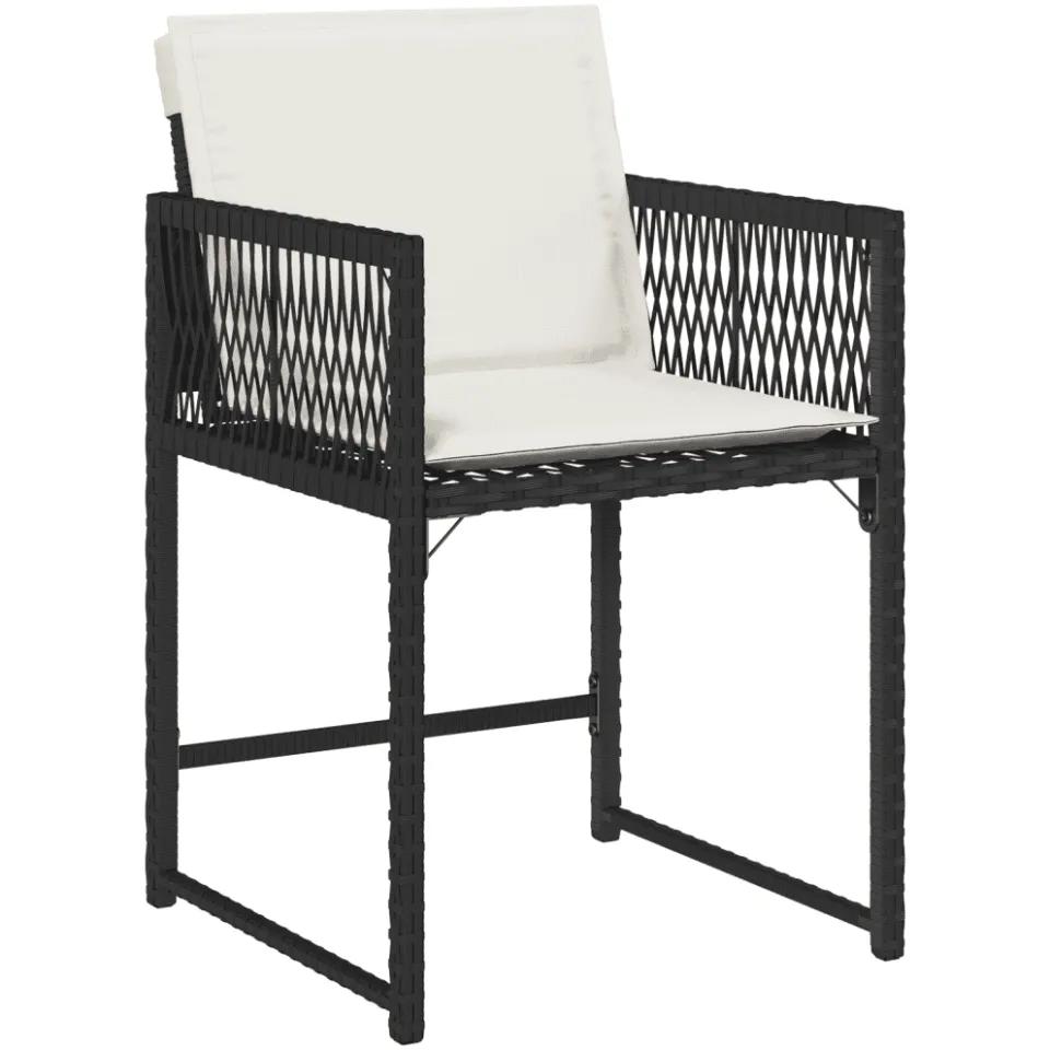 vidaXL 11-delige Tuinset met kussens poly rattan zwart