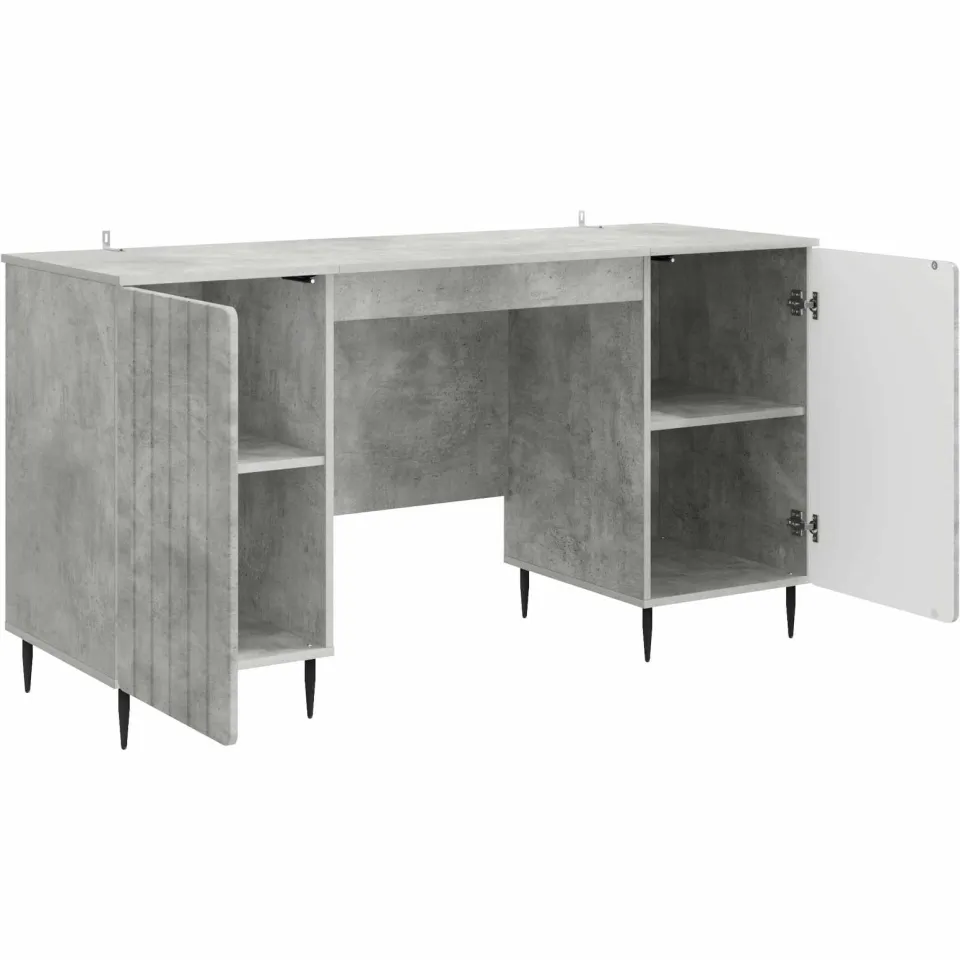 vidaXL Bureau Betongrijs 142,5 x 50 x 75 cm Bewerkt hout grijs, foto 4