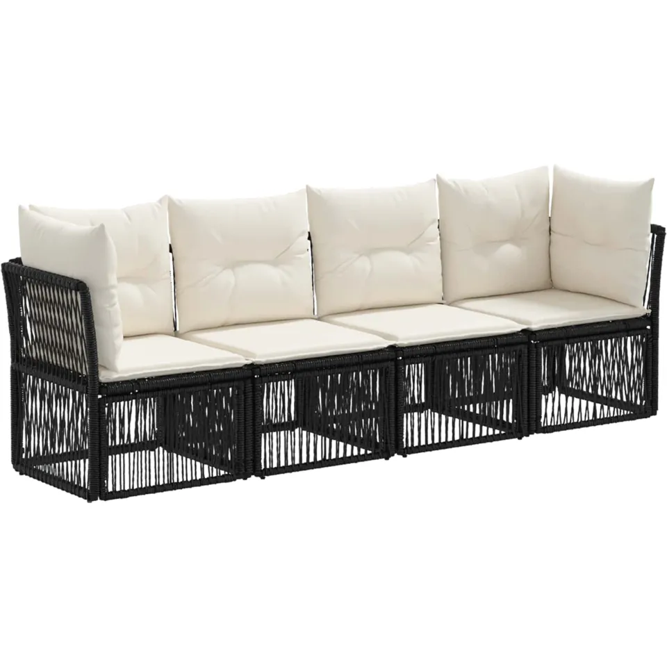 vidaXL Tuinbankenset 4 st 4-zits Zwart poly rattan, foto 3