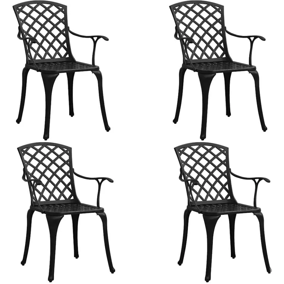 vidaXL 5-delige Bistroset gietaluminium zwart