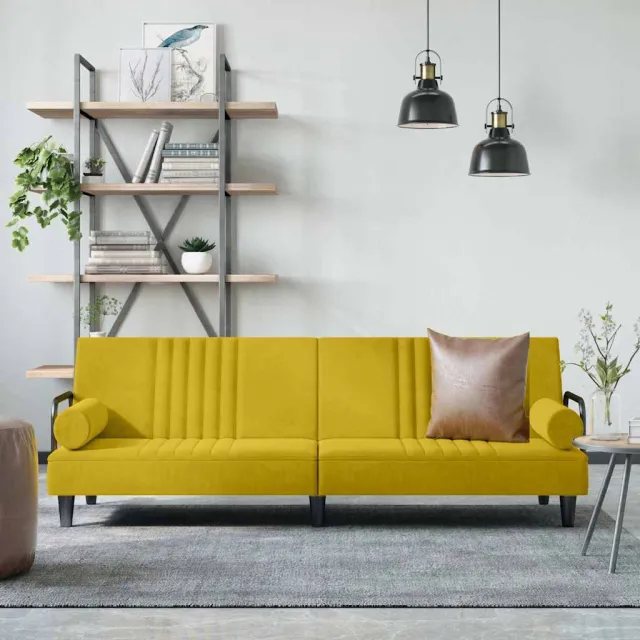 vidaXL Slaapbank met armleuningen fluweel geel