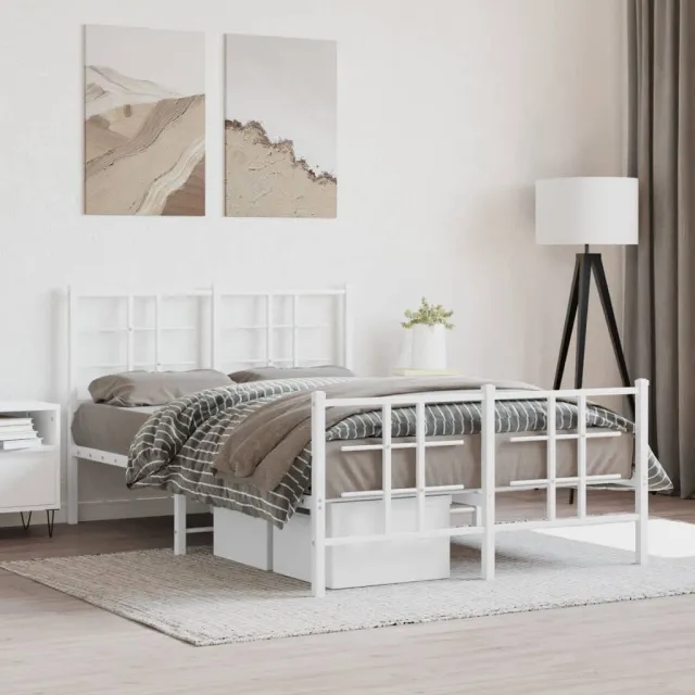 vidaXL Bedframe met hoofd- en voeteneinde metaal wit 120x200 cm
