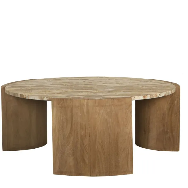 PTMD Javina Natural Marble Coffeetable Mangowood Base Naturel