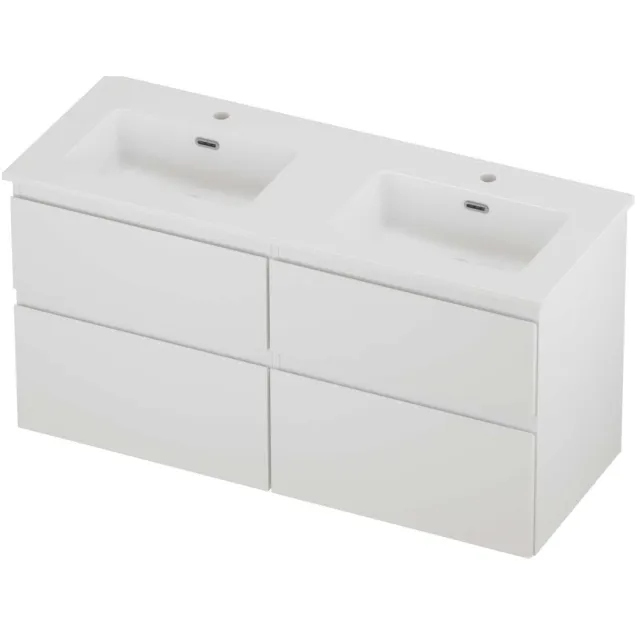 Proline Tribute Badmeubelset Porselein Elegant 2 Kraangaten 120x46x62 cm Glans Wit Mat Wit