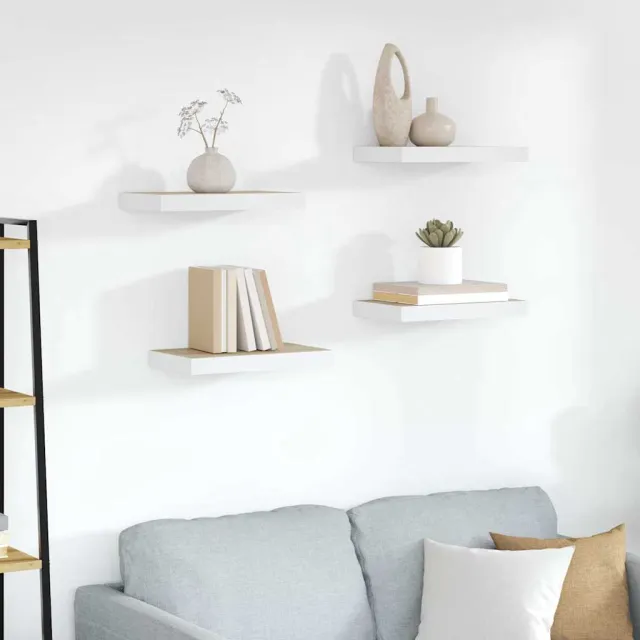 vidaXL Wandschappen zwevend 4 st 40x23,5x3,8 cm MDF eikenkleurig en wit Bruin