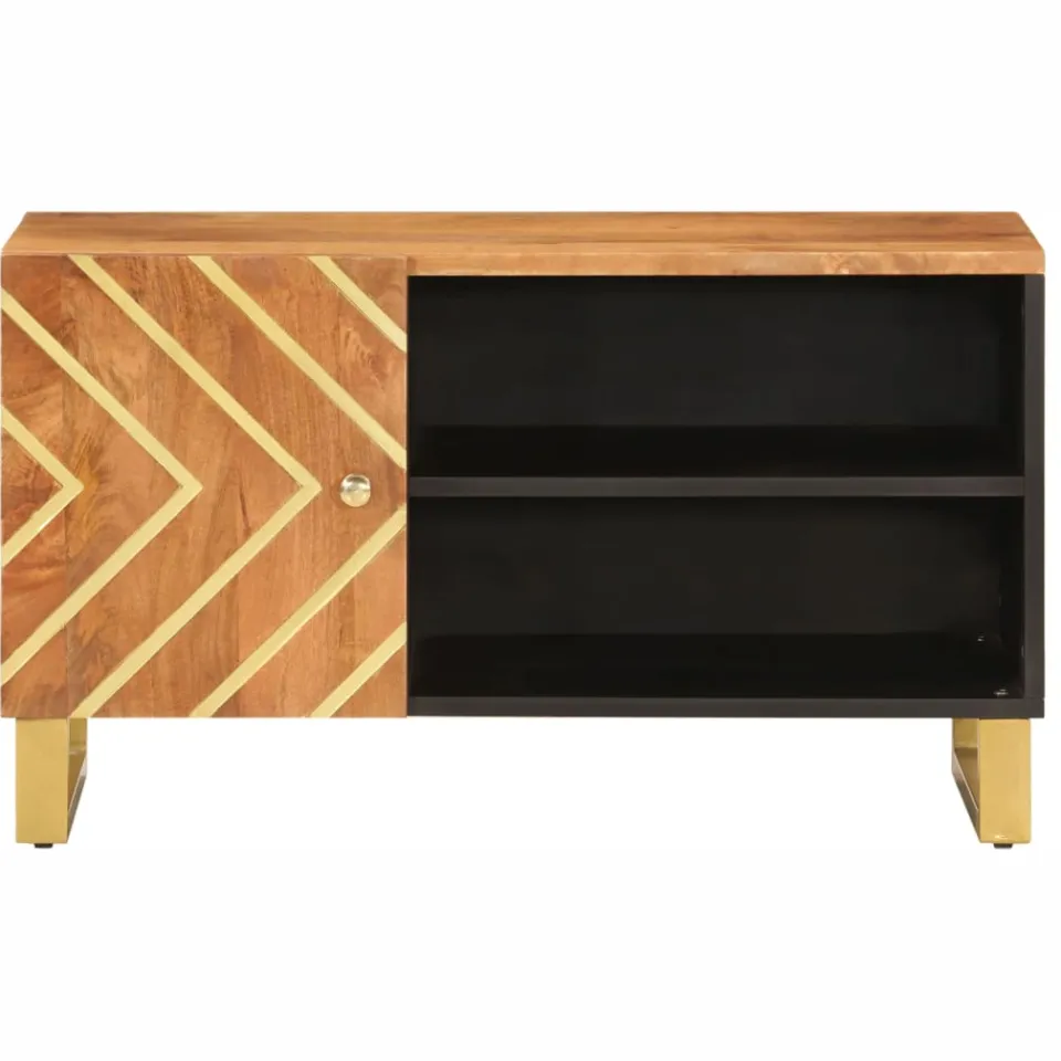 vidaXL Tv-meubel 80x31,5x46 cm massief mangohout bruin en zwart, foto 4