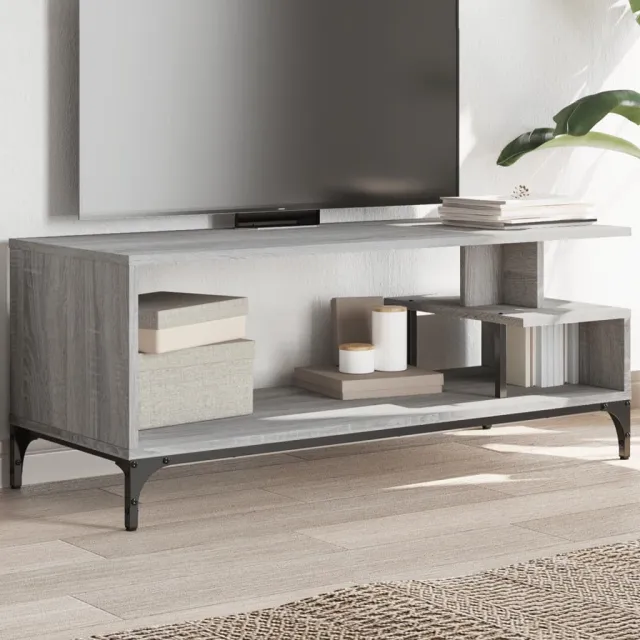 vidaXL Tv-meubel 102x40x41 cm hout en gepoedercoat staal grijs sonoma, foto 2
