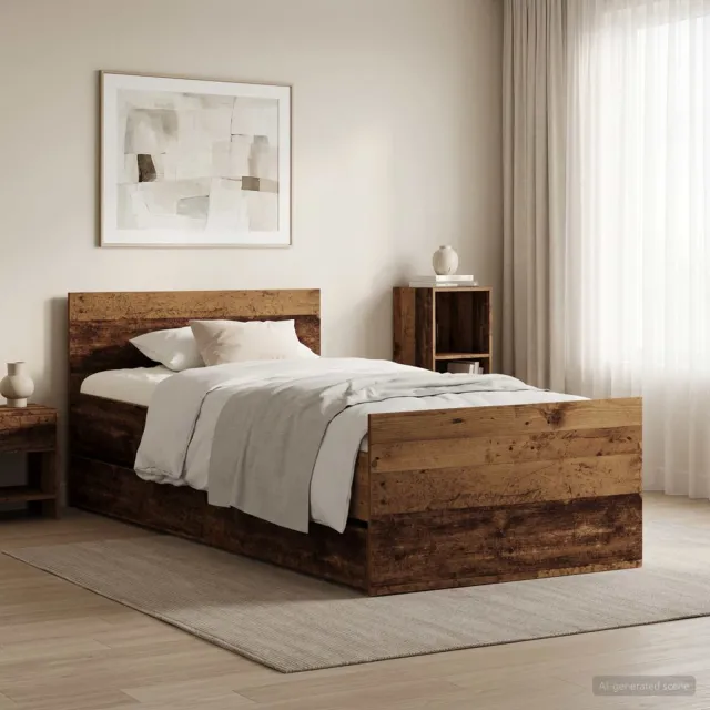 vidaXL Bedframe Oud hout 90 x 200 cm Bewerkt hout bruin