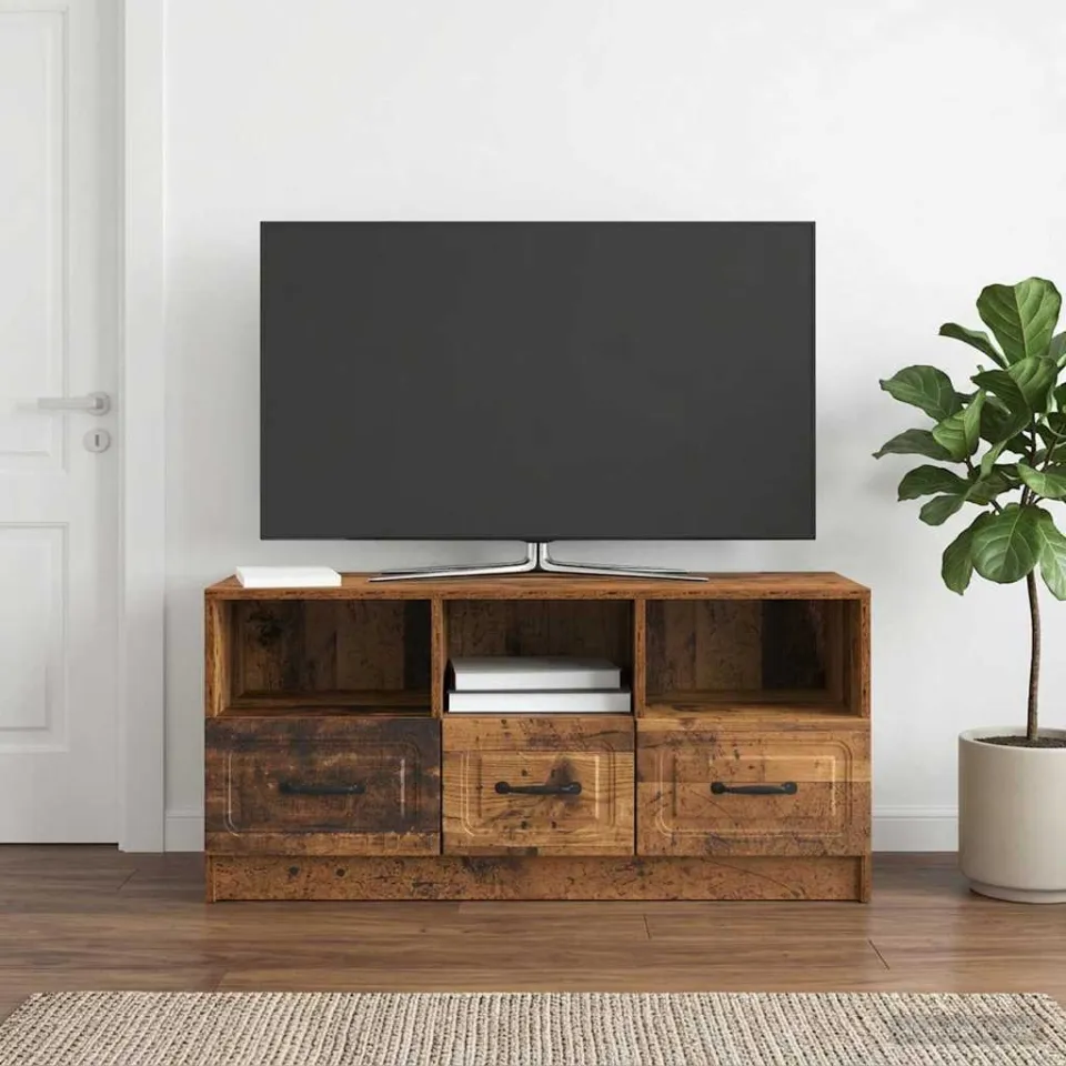 vidaXL Tv-meubel 102 x 34,5 x 47 cm Oud hout Bewerkt hout bruin, foto 4