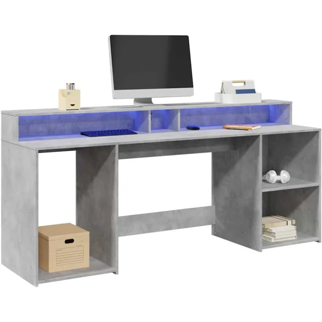 vidaXL Desk Betongrijs 200 x 55 x 91 cm Engineered Wood