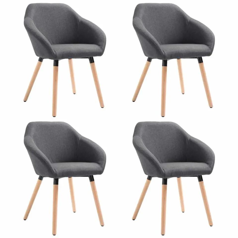 vidaXL Eetkamerstoelen 4 st stof donkergrijs grijs, foto 3