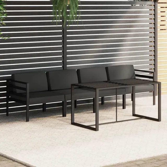 vidaXL 5-delige Loungeset met kussens aluminium antracietkleurig, foto 2