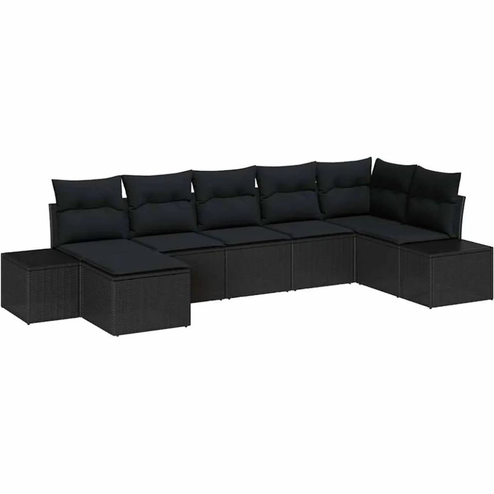 vidaXL Tuin Sofa Set 7 st Zwart poly rattan, foto 4