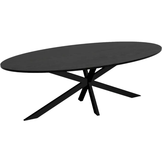Lizzely Garden & Living Eettafel ovaal 240cm Rato zwart ovale eettafel MDF eetkamertafel