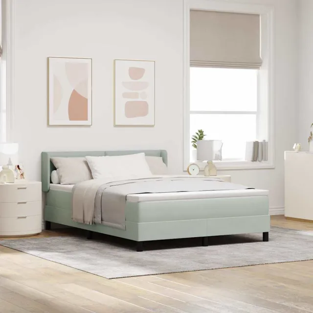 vidaXL Boxspringbed met hoofdeinde Lichtgrijs 200 x 140 cm Fluweel