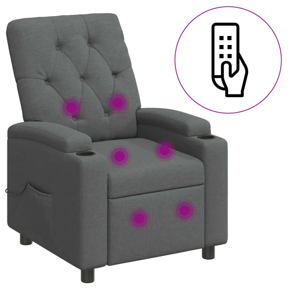 vidaXL Massage-relaxstoel Donkergrijs 75 x 95 x 101 cm Stof
