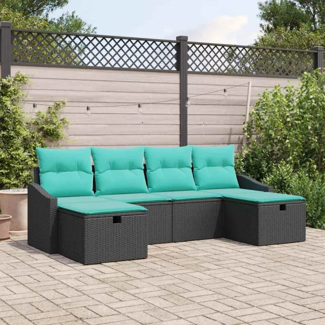 vidaXL Tuin Sofa Set 6 st poly rattan zwart, foto 2