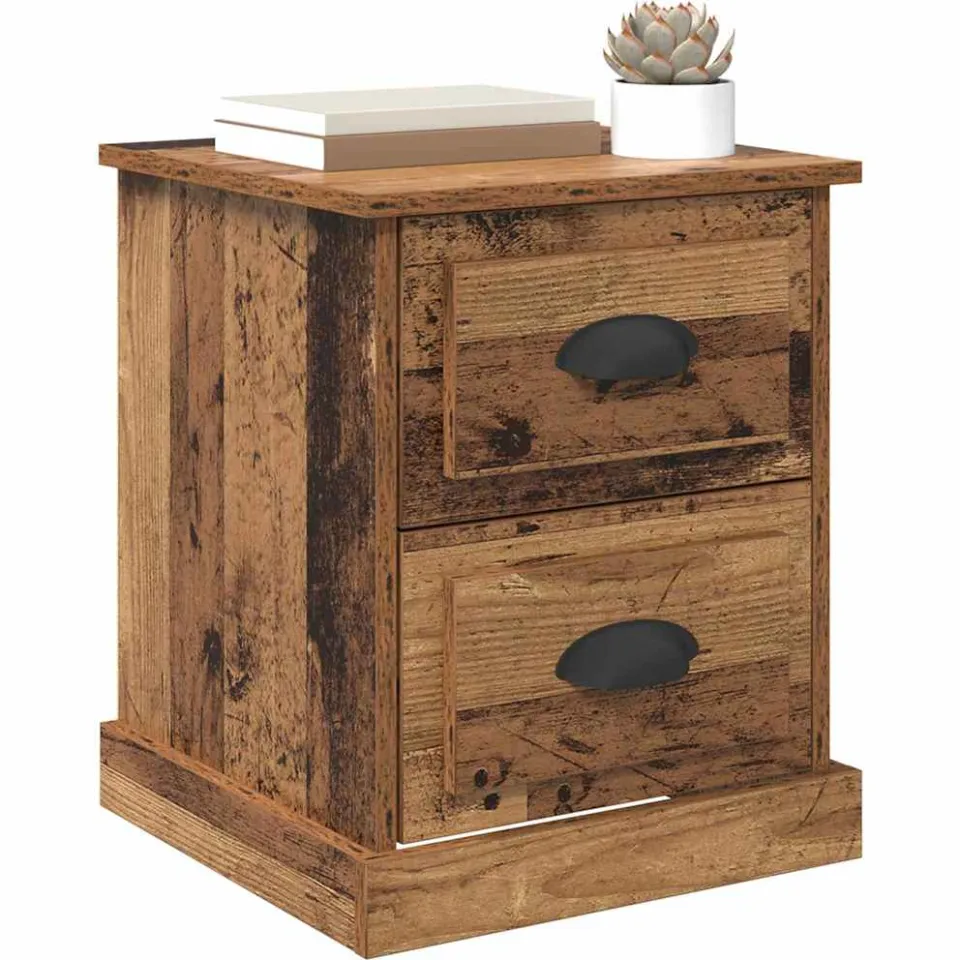 vidaXL Nachtkastje 2 st Oudhout 39 x 39 x 47.5 cm Bewerkt hout Bruin