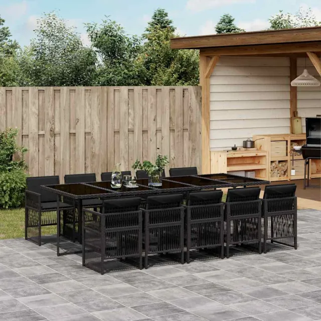 vidaXL 11-delige Tuinset met kussens poly rattan zwart, foto 2