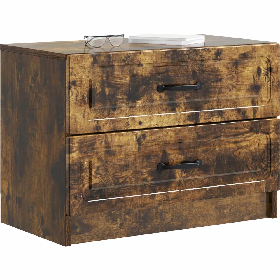 vidaXL Nachtkastje Gerookt eiken 62 x 34,5 x 44,5 cm Bewerkt hout, foto 3