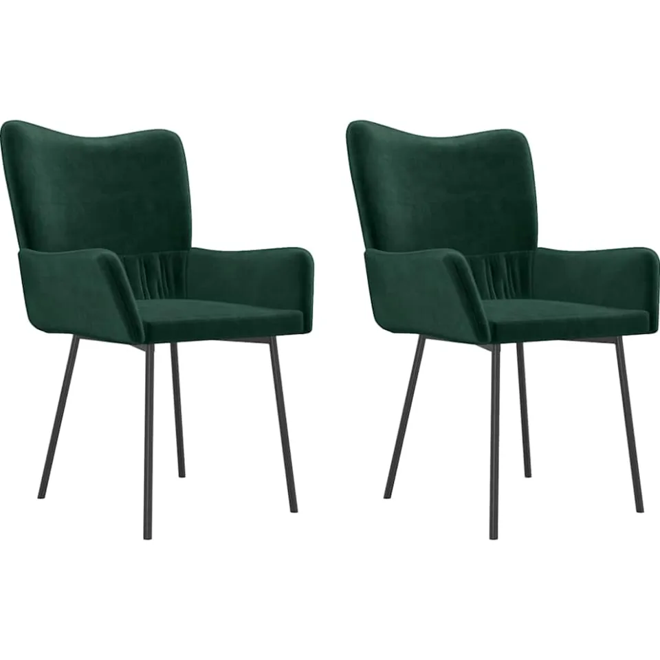 vidaXL Eetkamerstoelen 2 st fluweel donkergroen