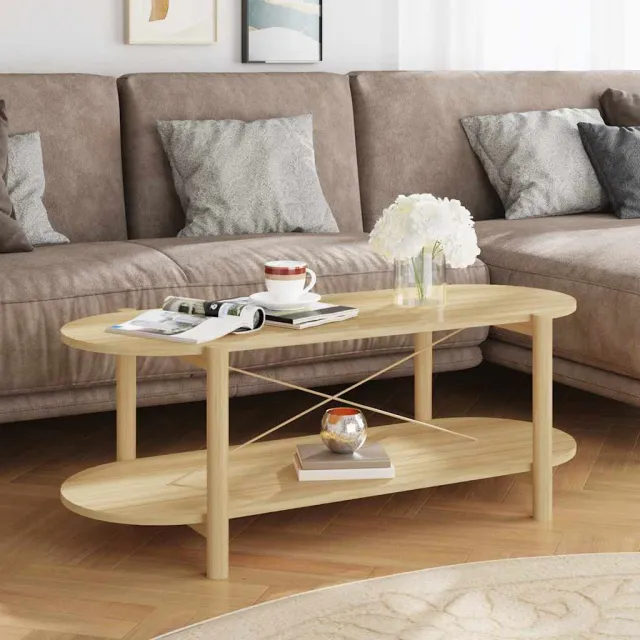vidaXL Salontafel 110x48x40 cm bewerkt hout bruin, foto 2