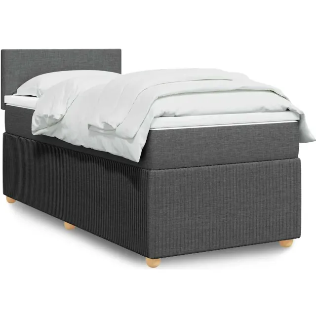 vidaXL Boxspring met matras stof donkergrijs 100x200 cm grijs