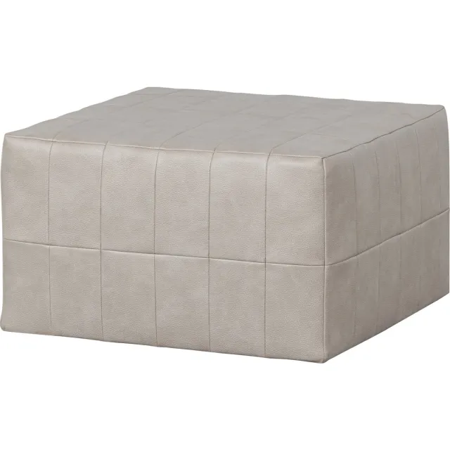 WOOOD Patchwork Poef - Leerlook - Naturel - 36x60x60