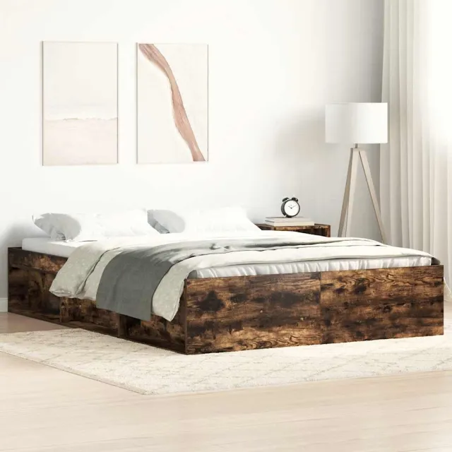 vidaXL Bedframe gerookt eikenkleurig 140x200 cm Bruin