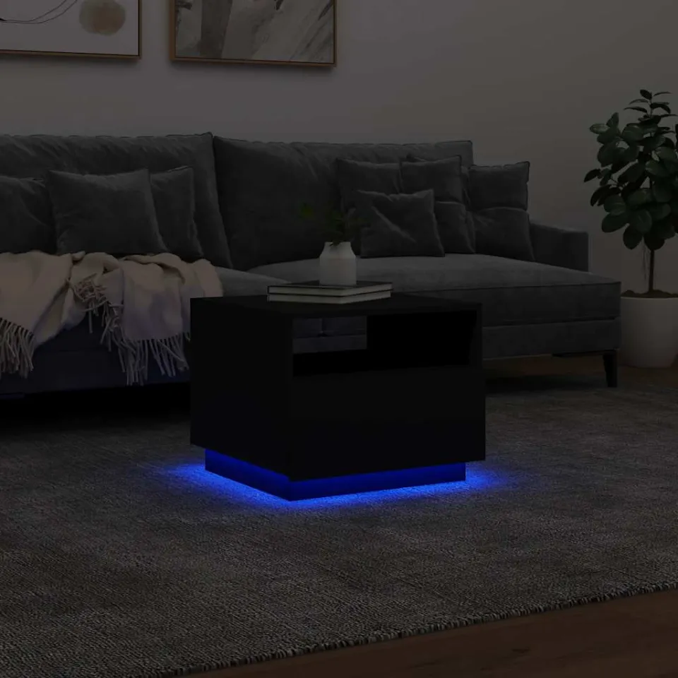vidaXL Salontafel met LED-verlichting 50x49x40 cm zwart, foto 4
