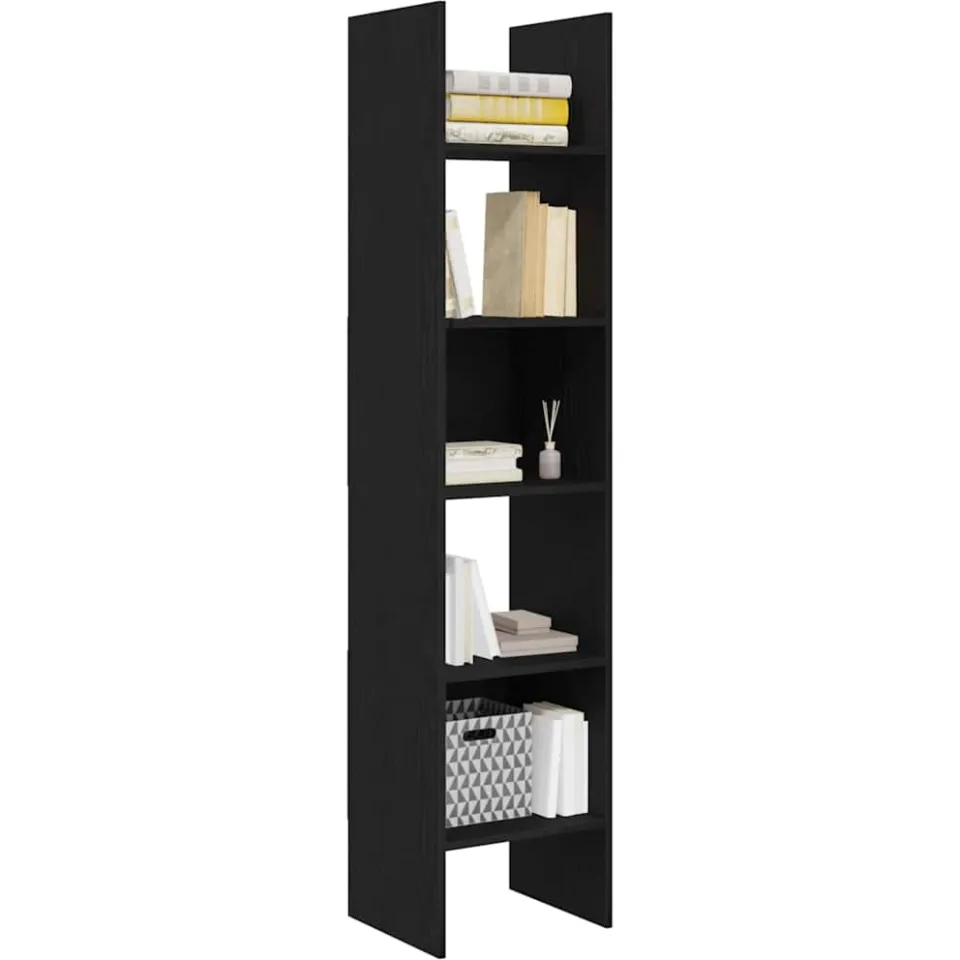 vidaXL Boekenkast 5-laags 40 x 35 x 180 cm Bewerkt hout Zwart Eiken