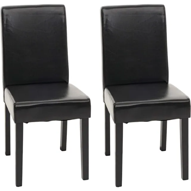 Cosmo Casa Set van 2 Eetkamerstoelen - Keukenstoelen - Kunstleer - Zwart - Donkere Poten