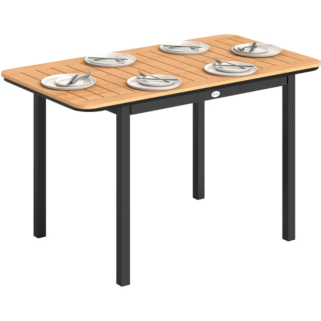 Outsunny tuintafel - Metaal, hout, kunststof - 127 x 70 x 75 cm - Bruin