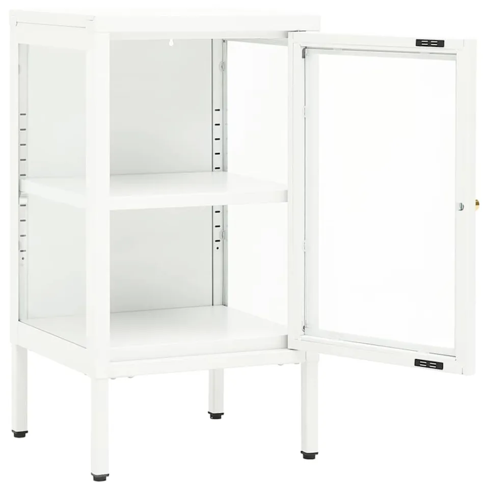 vidaXL Dressoir 38x35x70 cm metaal en glas wit, foto 4