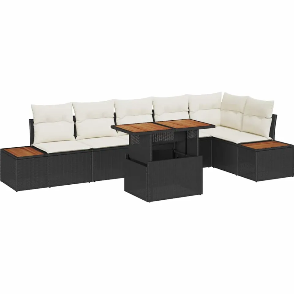 vidaXL Tuin Sofa Set 7 st Zwart Poly riet