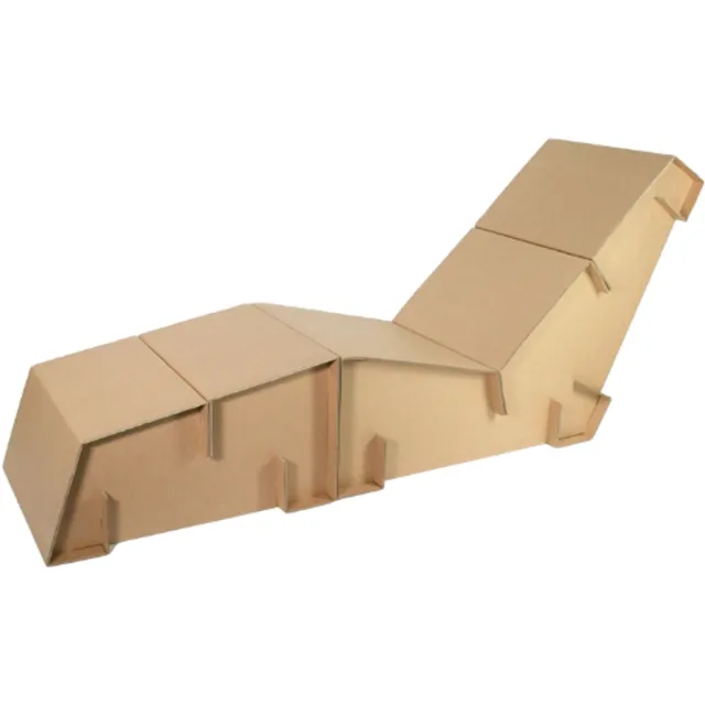 Kartent Kartonnen ligstoel - 137 x 50 x 92 cm - Kartent Bruin