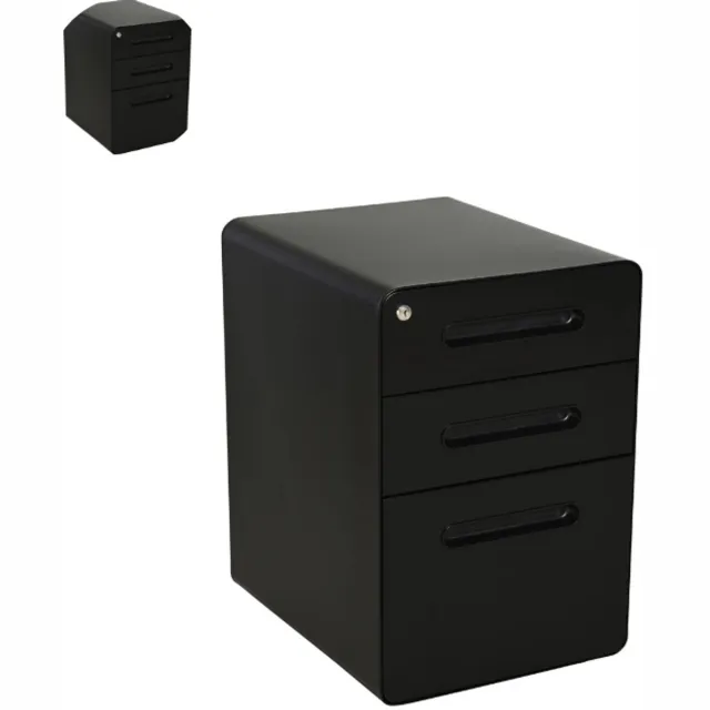 GranMaison Archiefkast - Dossierkast - Roldeurkast - Kantoorkast - Opbergkasten met deuren - Archiefkast Metaal - 39x48x59 cm -Zwart