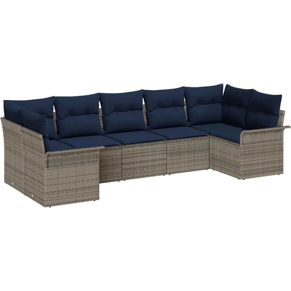 vidaXL Tuin Sofa Set 7 st Grijs Poly riet