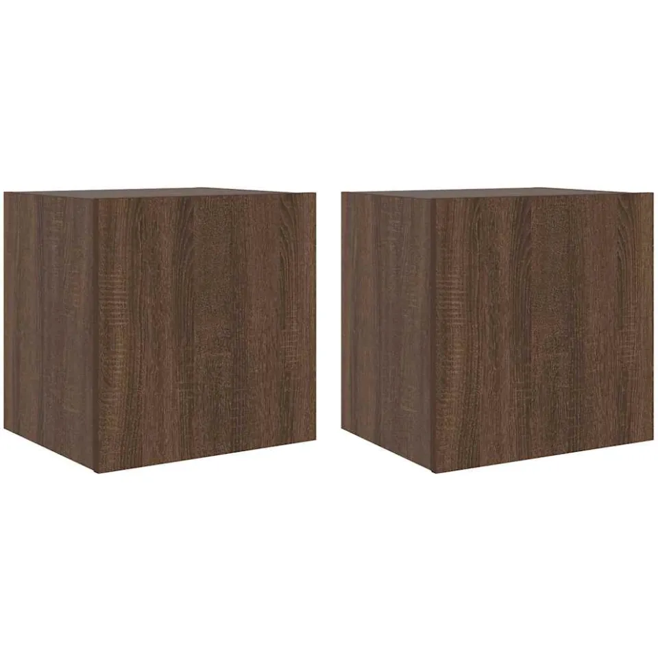 vidaXL Tv-wandmeubelen met LED 2 st 40,5x35x40 cm bruin eikenkleur