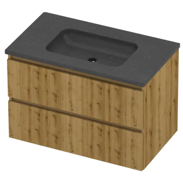 Proline Rollo Badmeubelset Hardsteen Elegant Zonder Kraangat 80x46x54 cm Blue Stone Urban Oak Eiken
