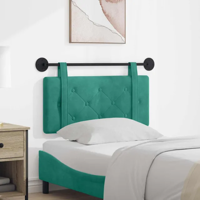 vidaXL Hangend hoofdbord Turquoise Fluweel