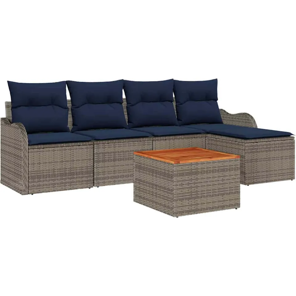 vidaXL Tuinbankenset 6 st Grijs poly rattan